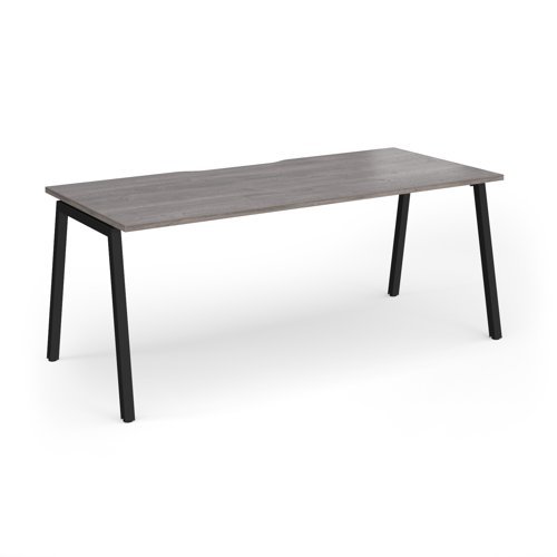 Connex Angled 1800 x 800 x 725mm Single Desk - Black Frame / Grey Oak Top - ACO188-K-GO