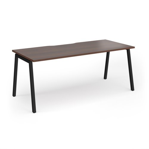 Connex Angled 1800 x 800 x 725mm Single Desk - Black Frame / Walnut Top - ACO188-K-W