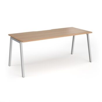 Connex Angled 1800 x 800 x 725mm Single Desk - Silver Frame / Beech Top - ACO188-S-B