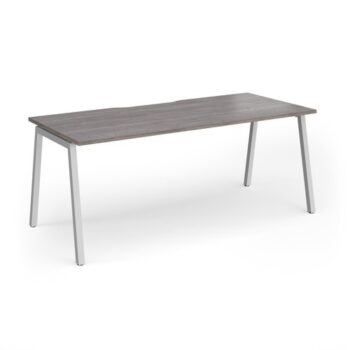 Connex Angled 1800 x 800 x 725mm Single Desk - Silver Frame / Grey Oak Top - ACO188-S-GO