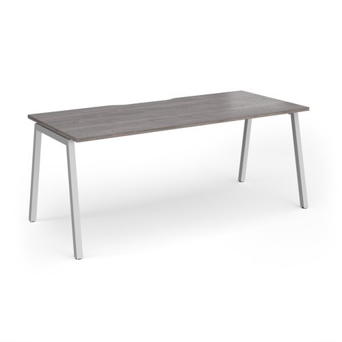 Connex Angled 1800 x 800 x 725mm Single Desk - Silver Frame / Grey Oak Top - ACO188-S-GO