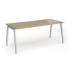 Connex Angled 1800 x 800 x 725mm Single Desk - Silver Frame / Kendal Oak Top - ACO188-S-KO
