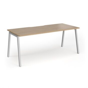 Connex Angled 1800 x 800 x 725mm Single Desk - Silver Frame / Kendal Oak Top - ACO188-S-KO