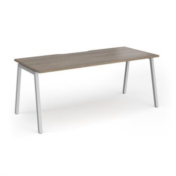 Connex Angled 1800 x 800 x 725mm Single Desk - Silver Frame / Nebraska Oak Top - ACO188-S-NO