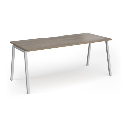 Connex Angled 1800 x 800 x 725mm Single Desk - Silver Frame / Nebraska Oak Top - ACO188-S-NO