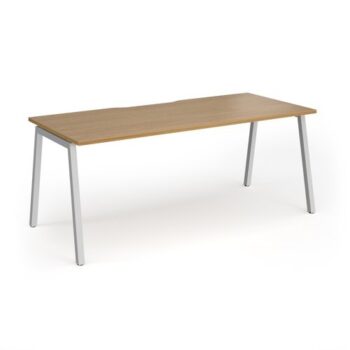 Connex Angled 1800 x 800 x 725mm Single Desk - Silver Frame / Oak Top - ACO188-S-O