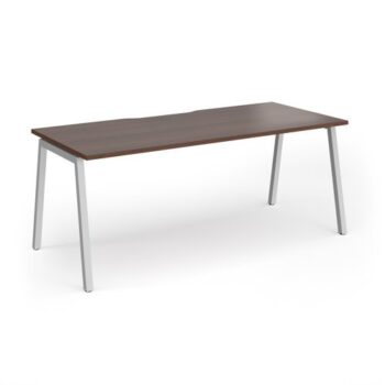 Connex Angled 1800 x 800 x 725mm Single Desk - Silver Frame / Walnut Top - ACO188-S-W