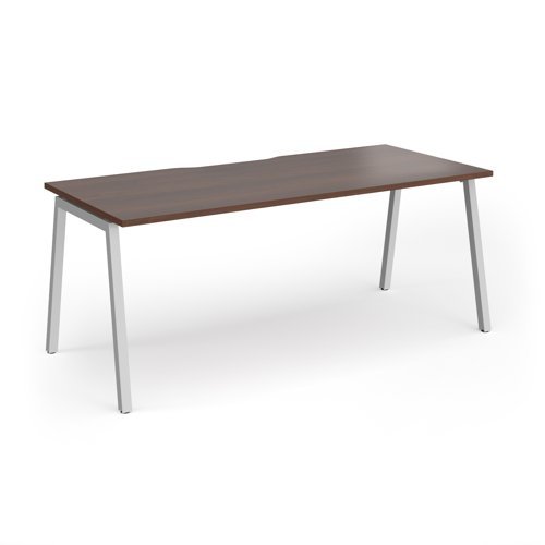 Connex Angled 1800 x 800 x 725mm Single Desk - Silver Frame / Walnut Top - ACO188-S-W