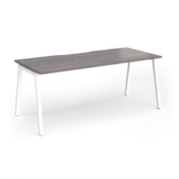 Connex Angled 1800 x 800 x 725mm Single Desk - White Frame / Grey Oak Top - ACO188-WH-GO