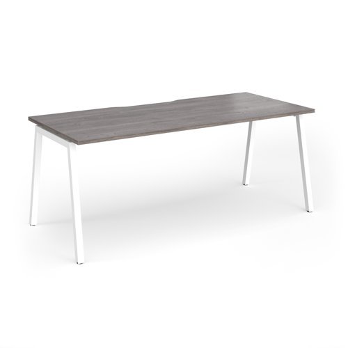 Connex Angled 1800 x 800 x 725mm Single Desk - White Frame / Grey Oak Top - ACO188-WH-GO