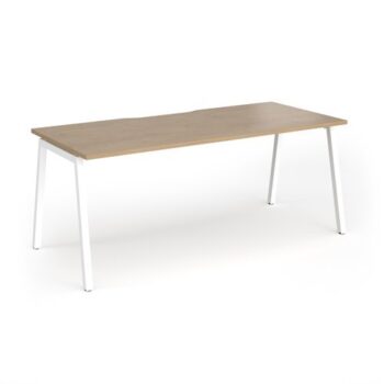 Connex Angled 1800 x 800 x 725mm Single Desk - White Frame / Kendal Oak Top - ACO188-WH-KO