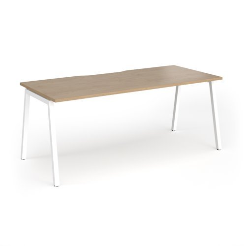Connex Angled 1800 x 800 x 725mm Single Desk - White Frame / Kendal Oak Top - ACO188-WH-KO