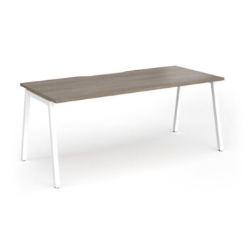 Connex Angled 1800 x 800 x 725mm Single Desk - White Frame / Nebraska Oak Top - ACO188-WH-NO