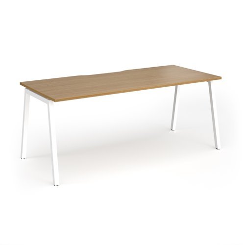 Connex Angled 1800 x 800 x 725mm Single Desk - White Frame / Oak Top - ACO188-WH-O