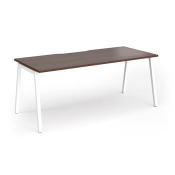Connex Angled 1800 x 800 x 725mm Single Desk - White Frame / Walnut Top - ACO188-WH-W