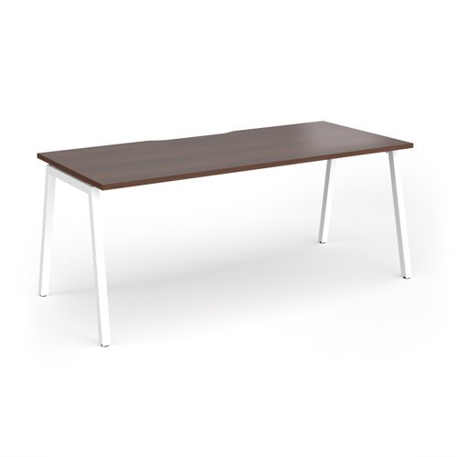 Connex Angled 1800 x 800 x 725mm Single Desk - White Frame / Walnut Top - ACO188-WH-W