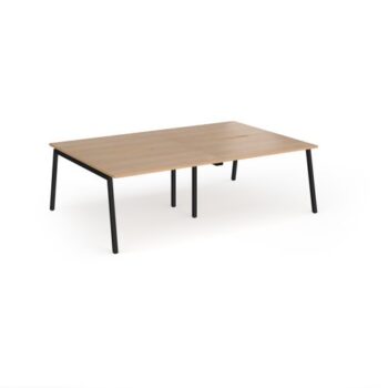 Connex Angled 2400 x 1600 x 725mm Back to Back Desk ( 4 x 1200mm ) - Black Frame / Beech Top - ACO2416-K-B