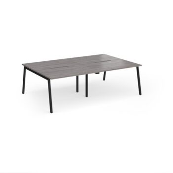 Connex Angled 2400 x 1600 x 725mm Back to Back Desk ( 4 x 1200mm ) - Black Frame / Grey Oak Top - ACO2416-K-GO