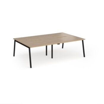 Connex Angled 2400 x 1600 x 725mm Back to Back Desk ( 4 x 1200mm ) - Black Frame / Kendal Oak Top - ACO2416-K-KO
