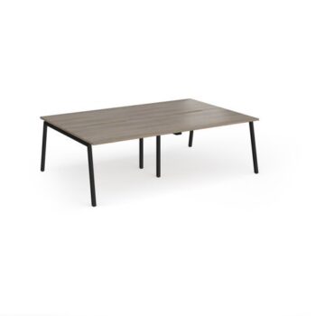 Connex Angled 2400 x 1600 x 725mm Back to Back Desk ( 4 x 1200mm ) - Black Frame / Nebraska Oak Top - ACO2416-K-NO