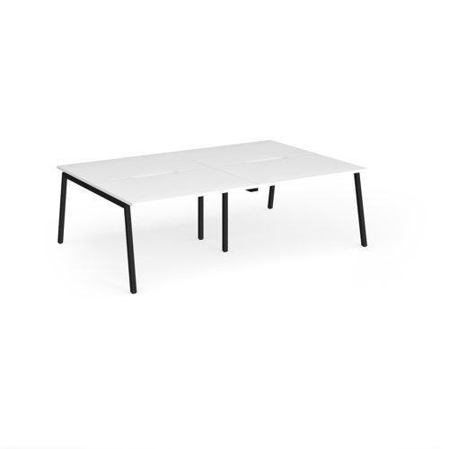 Connex Angled 2400 x 1600 x 725mm Back to Back Desk ( 4 x 1200mm ) - Black Frame / White Top - ACO2416-K-WH