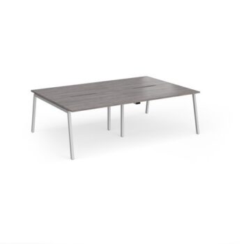 Connex Angled 2400 x 1600 x 725mm Back to Back Desk ( 4 x 1200mm ) - Silver Frame / Grey Oak Top - ACO2416-S-GO