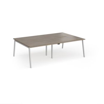 Connex Angled 2400 x 1600 x 725mm Back to Back Desk ( 4 x 1200mm ) - Silver Frame / Nebraska Oak Top - ACO2416-S-NO