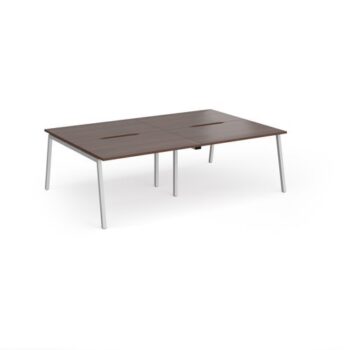 Connex Angled 2400 x 1600 x 725mm Back to Back Desk ( 4 x 1200mm ) - Silver Frame / Walnut Top - ACO2416-S-W