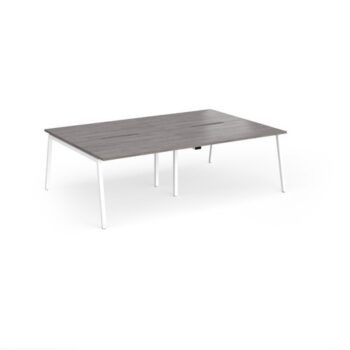 Connex Angled 2400 x 1600 x 725mm Back to Back Desk ( 4 x 1200mm ) - White Frame / Grey Oak Top - ACO2416-WH-GO