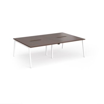 Connex Angled 2400 x 1600 x 725mm Back to Back Desk ( 4 x 1200mm ) - White Frame / Walnut Top - ACO2416-WH-W