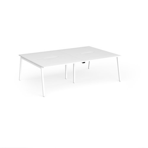 Connex Angled 2400 x 1600 x 725mm Back to Back Desk ( 4 x 1200mm ) - White Frame / White Top - ACO2416-WH-WH