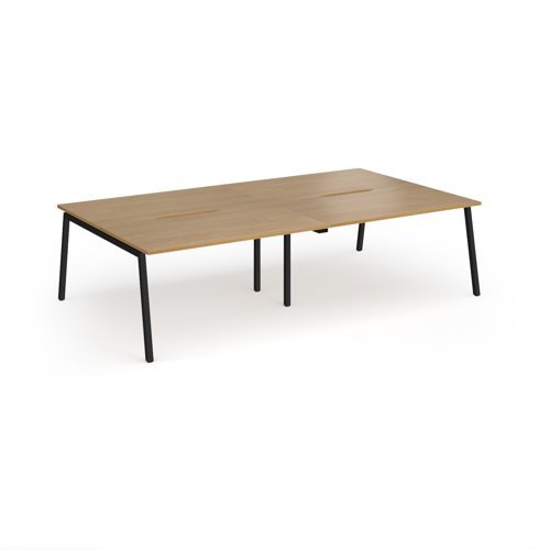 Connex Angled 2800 x 1600 x 725mm Back to Back Desk ( 4 x 1400mm ) - Black Frame / Oak Top - ACO2816-K-O