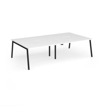 Connex Angled 2800 x 1600 x 725mm Back to Back Desk ( 4 x 1400mm ) - Black Frame / White Top - ACO2816-K-WH