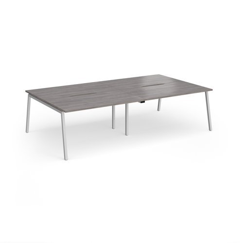 Connex Angled 2800 x 1600 x 725mm Back to Back Desk ( 4 x 1400mm ) - Silver Frame / Grey Oak Top - ACO2816-S-GO
