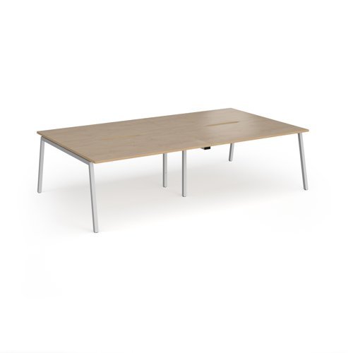 Connex Angled 2800 x 1600 x 725mm Back to Back Desk ( 4 x 1400mm ) - Silver Frame / Kendal Oak Top - ACO2816-S-KO