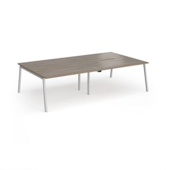 Connex Angled 2800 x 1600 x 725mm Back to Back Desk ( 4 x 1400mm ) - Silver Frame / Nebraska Oak Top - ACO2816-S-NO