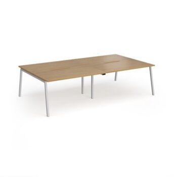 Connex Angled 2800 x 1600 x 725mm Back to Back Desk ( 4 x 1400mm ) - Silver Frame / Oak Top - ACO2816-S-O