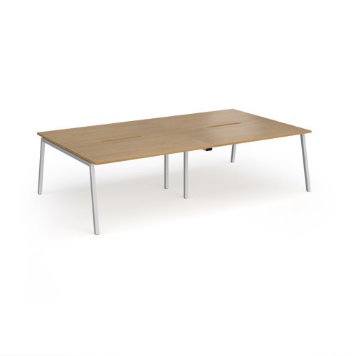 Connex Angled 2800 x 1600 x 725mm Back to Back Desk ( 4 x 1400mm ) - Silver Frame / Oak Top - ACO2816-S-O