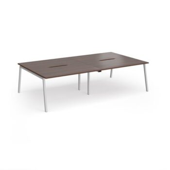 Connex Angled 2800 x 1600 x 725mm Back to Back Desk ( 4 x 1400mm ) - Silver Frame / Walnut Top - ACO2816-S-W