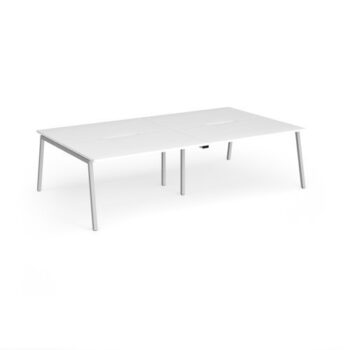 Connex Angled 2800 x 1600 x 725mm Back to Back Desk ( 4 x 1400mm ) - Silver Frame / White Top - ACO2816-S-WH