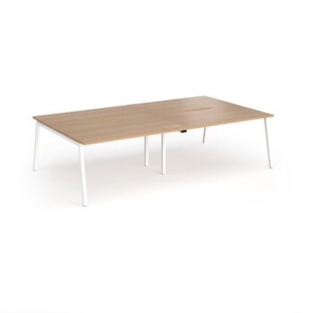 Connex Angled 2800 x 1600 x 725mm Back to Back Desk ( 4 x 1400mm ) - White Frame / Beech Top - ACO2816-WH-B
