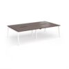 Connex Angled 2800 x 1600 x 725mm Back to Back Desk ( 4 x 1400mm ) - White Frame / Walnut Top - ACO2816-WH-W