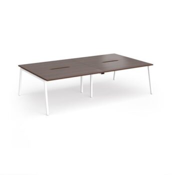 Connex Angled 2800 x 1600 x 725mm Back to Back Desk ( 4 x 1400mm ) - White Frame / Walnut Top - ACO2816-WH-W