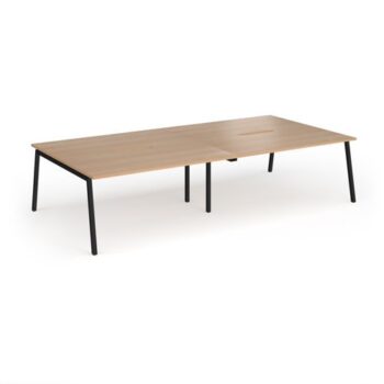 Connex Angled 3200 x 1600 x 725mm Back to Back Desk ( 4 x 1600mm ) - Black Frame / Beech Top - ACO3216-K-B