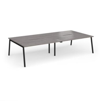 Connex Angled 3200 x 1600 x 725mm Back to Back Desk ( 4 x 1600mm ) - Black Frame / Grey Oak Top - ACO3216-K-GO