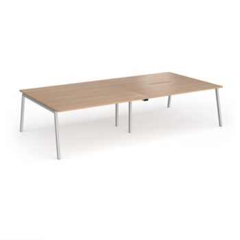Connex Angled 3200 x 1600 x 725mm Back to Back Desk ( 4 x 1600mm ) - Silver Frame / Beech Top - ACO3216-S-B