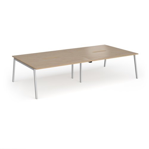 Connex Angled 3200 x 1600 x 725mm Back to Back Desk ( 4 x 1600mm ) - Silver Frame / Kendal Oak Top - ACO3216-S-KO