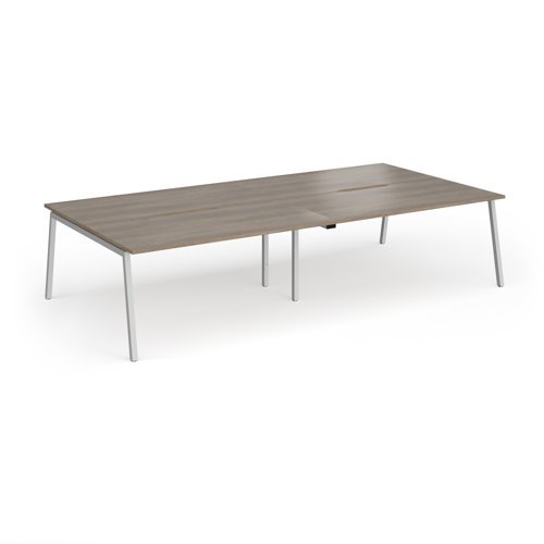 Connex Angled 3200 x 1600 x 725mm Back to Back Desk ( 4 x 1600mm ) - Silver Frame / Nebraska Oak Top - ACO3216-S-NO