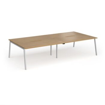 Connex Angled 3200 x 1600 x 725mm Back to Back Desk ( 4 x 1600mm ) - Silver Frame / Oak Top - ACO3216-S-O