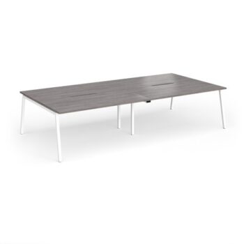 Connex Angled 3200 x 1600 x 725mm Back to Back Desk ( 4 x 1600mm ) - White Frame / Grey Oak Top - ACO3216-WH-GO
